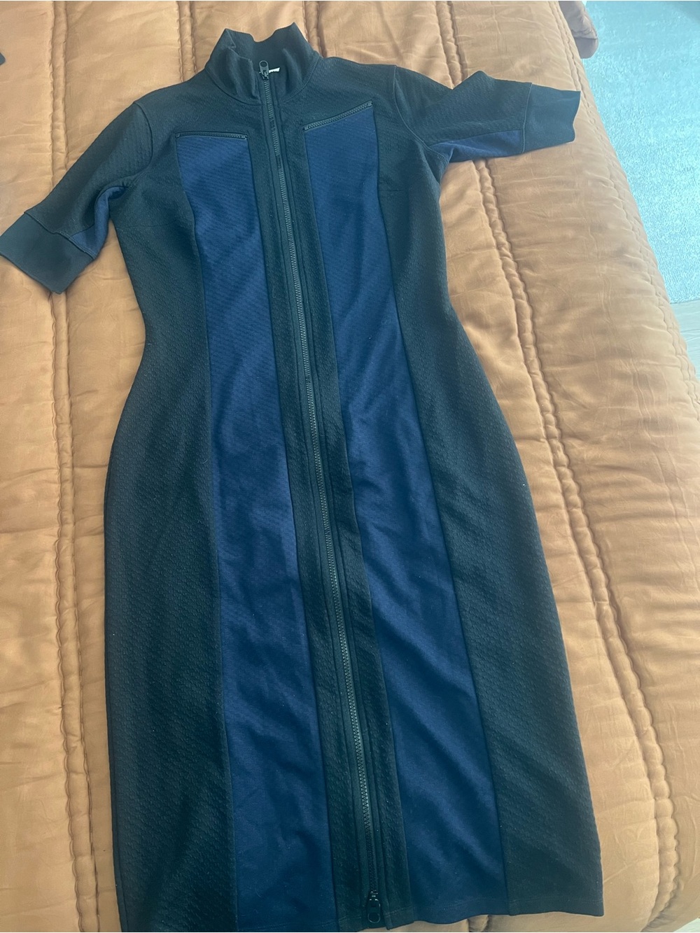 Proenza Schouler Navy and Black Zip-Front Midi Dress size L
